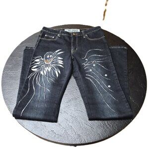 Y2K Octopus Beaded Jeans Graphic Denim Straight Slight Flare Indie StatementRave